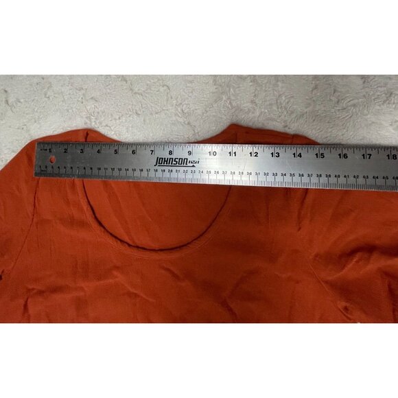 Vintage Fiaga Mexico Scoop Neck Breezy Asymmetric Tunic Top Orange Short Sleeve - Picture 4 of 7